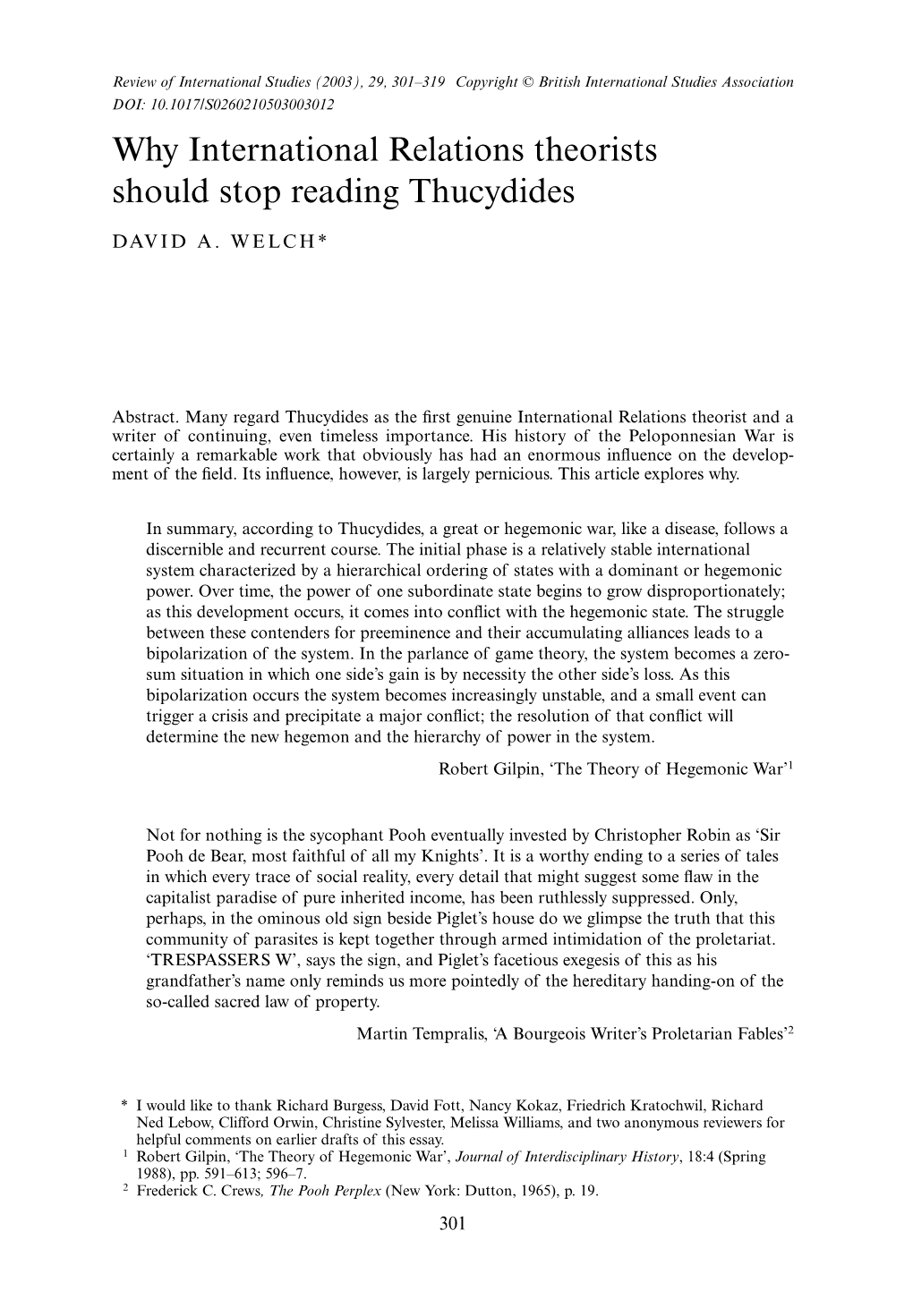 Why International Relations Theorists Should Stop Reading Thucydides