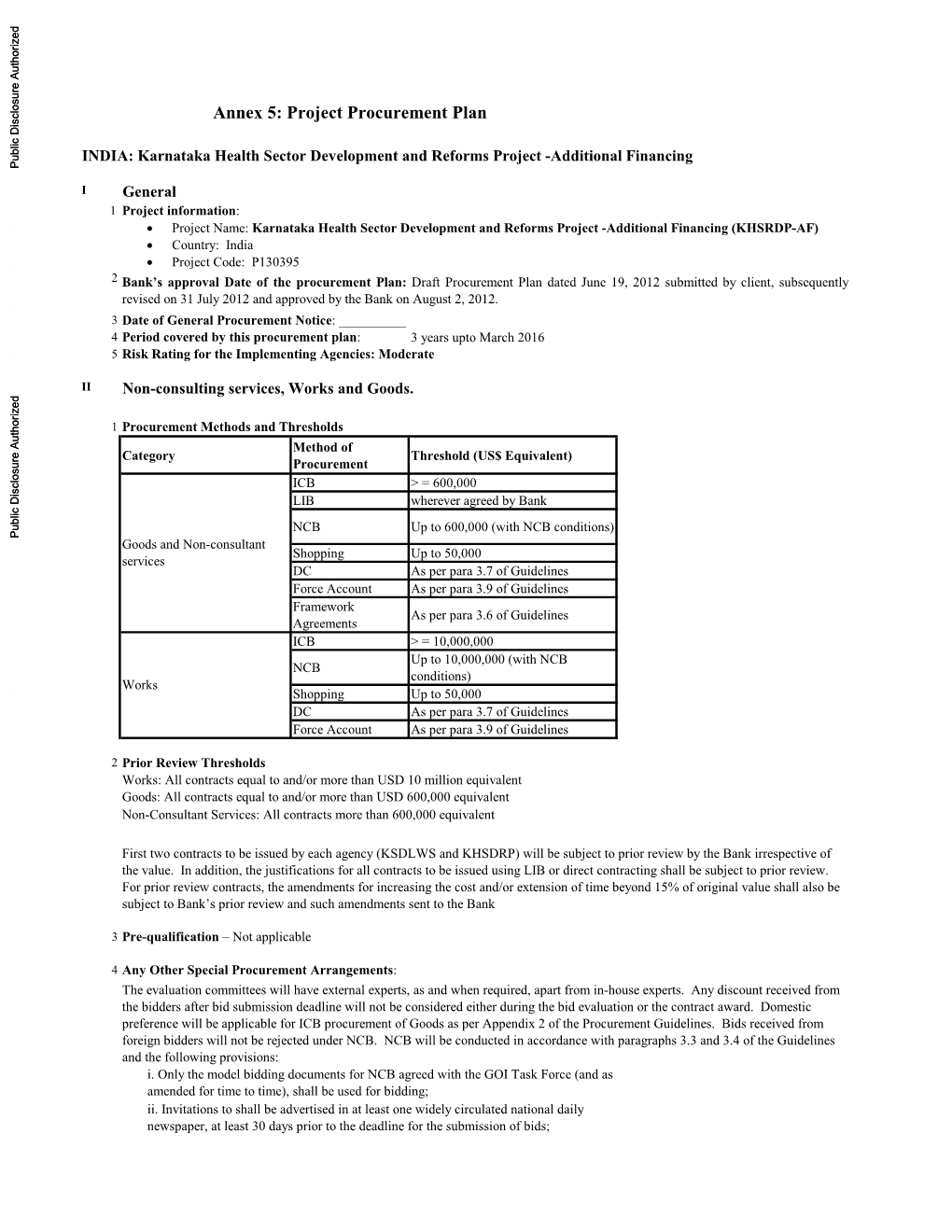 Project Procurement Plan