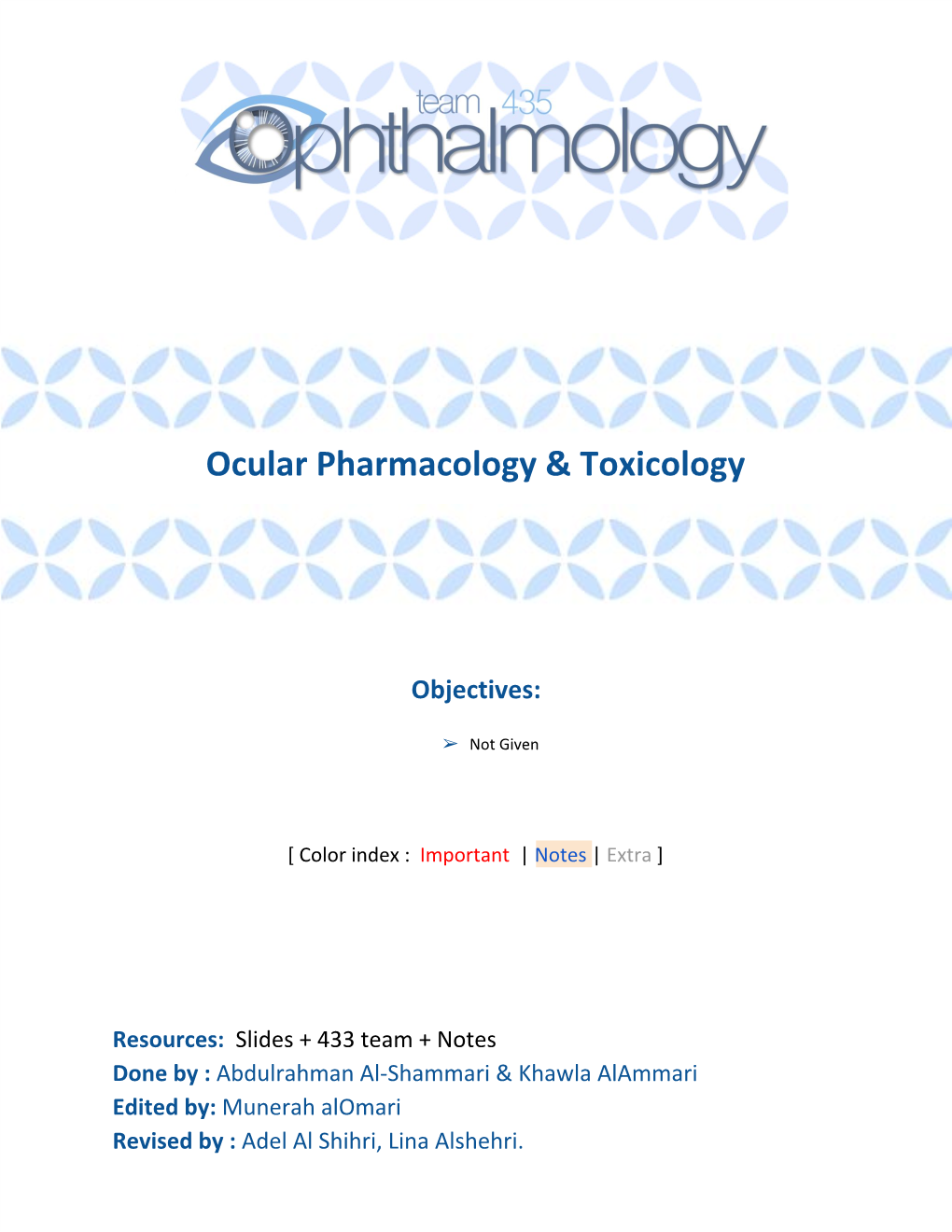 Ocular Pharmacology & Toxicology