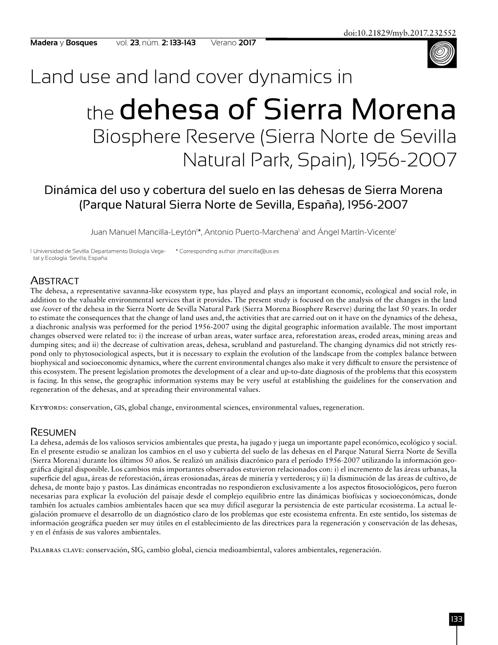 (Sierra Norte De Sevilla Natural Park, Spain), 1956-2007