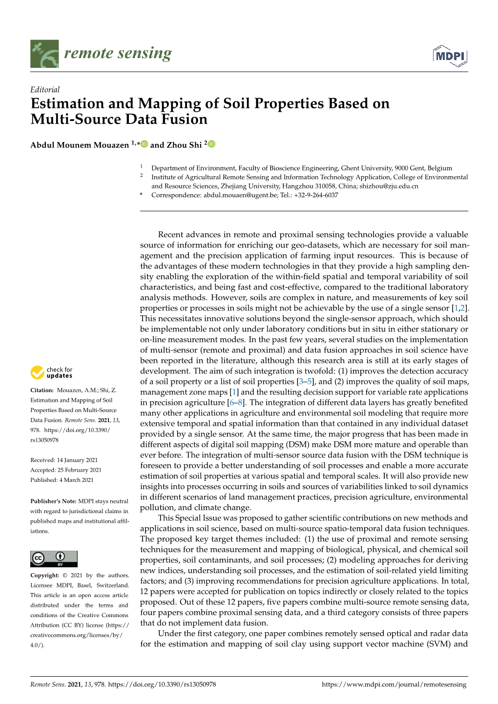 Estimation and Mapping of Soil Properties Based on Multi-Source Data Fusion