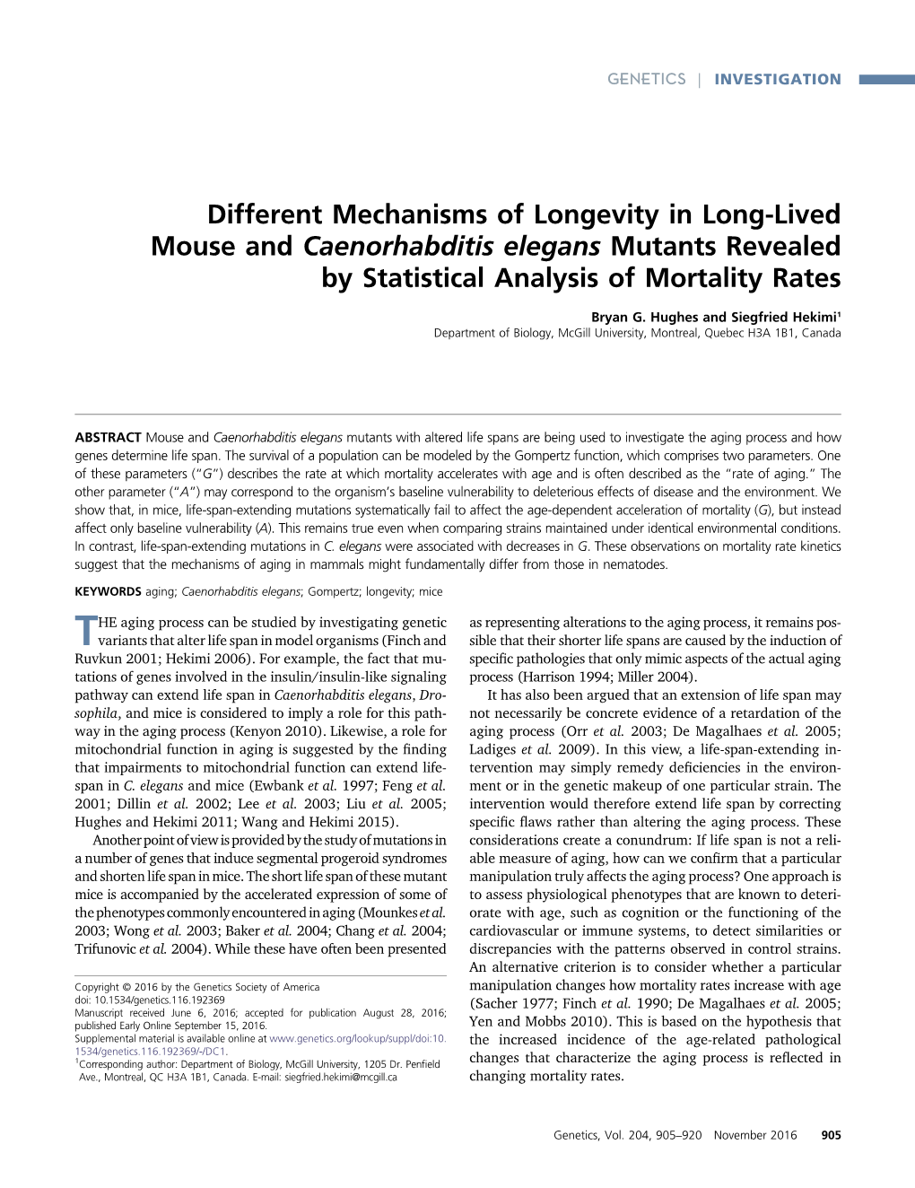 Different Mechanisms of Longevity in Long-Lived Mouse and Caenorhabditis Elegans Mutants Revealed by Statistical Analysis of Mortality Rates