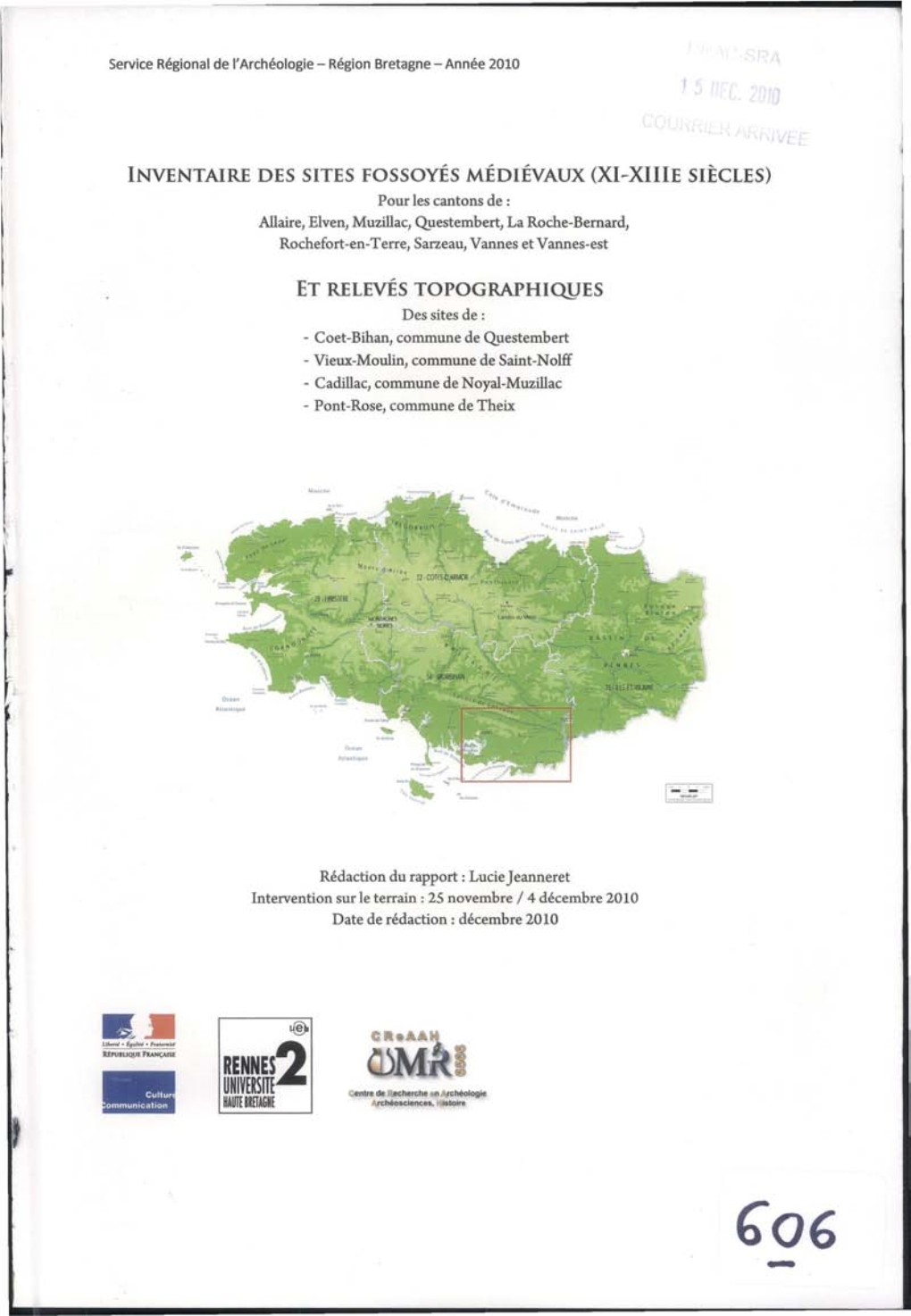 Et Relevés Topographiques. Rapport De PI 2010