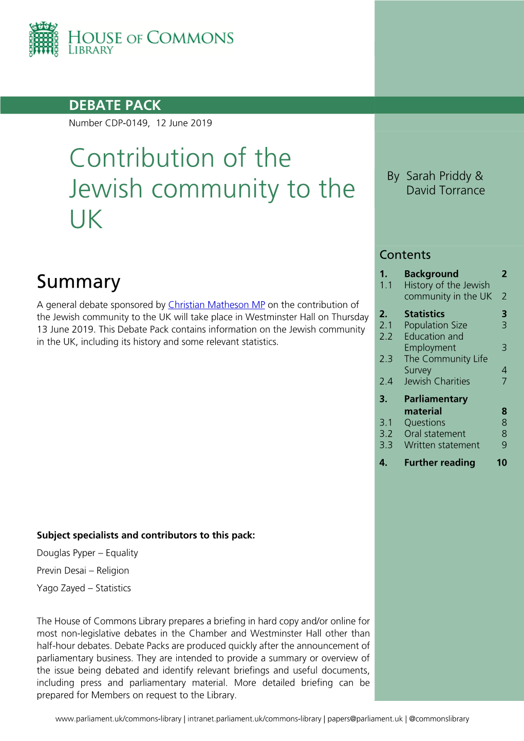 Contribution of the Jewish Community to the UK Will Take Place in Westminster Hall on Thursday 2