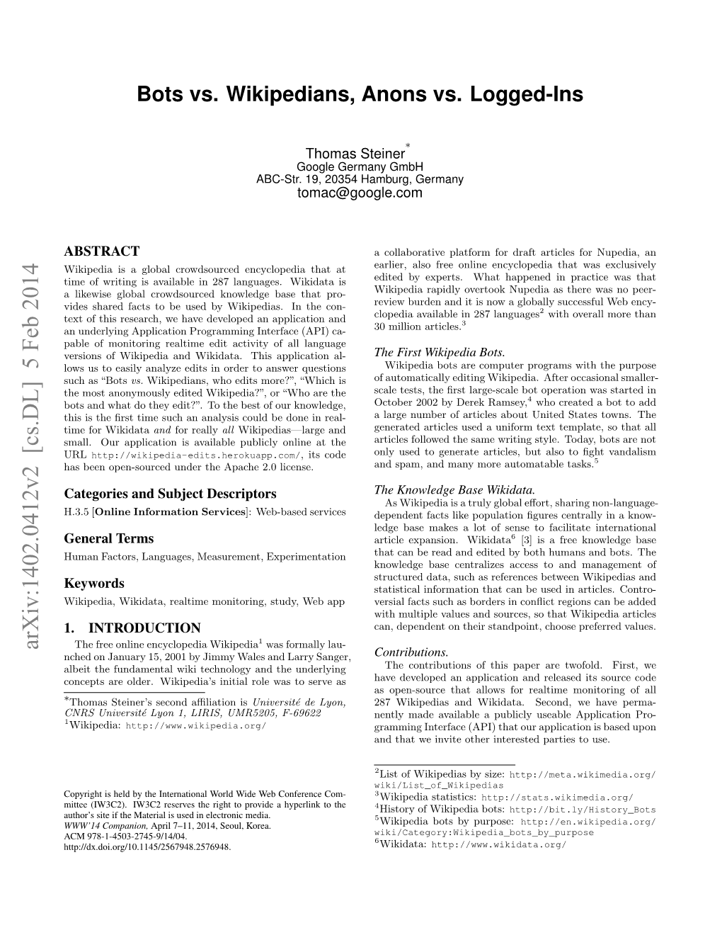 Bots Vs. Wikipedians, Anons Vs. Logged-Ins