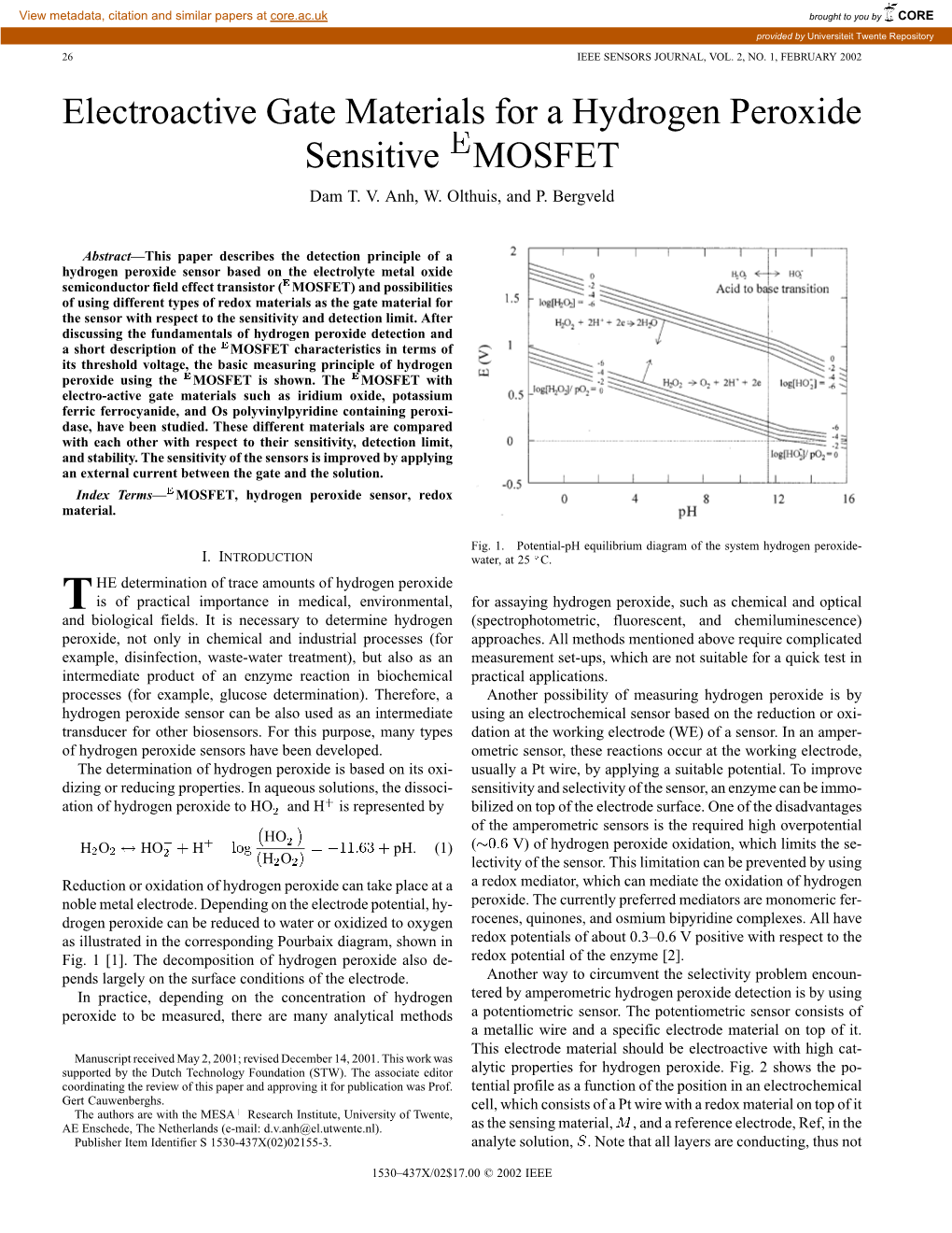 Electroactive Gate Materials for a Hydrogen Peroxide Sensitive /Sup E