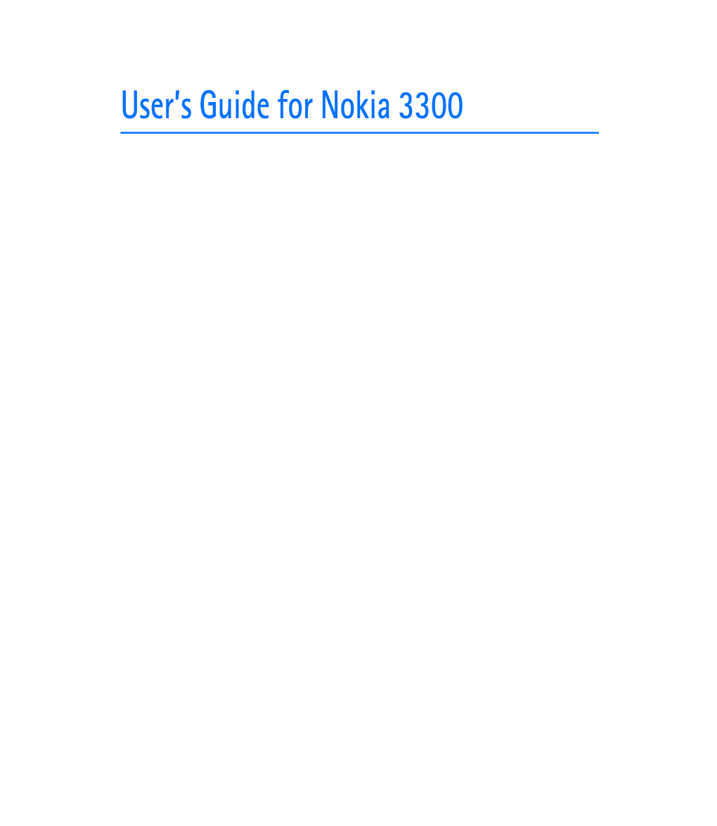 User's Guide for Nokia 3300