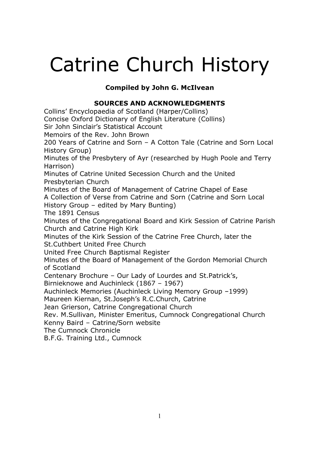 Catrine Church History
