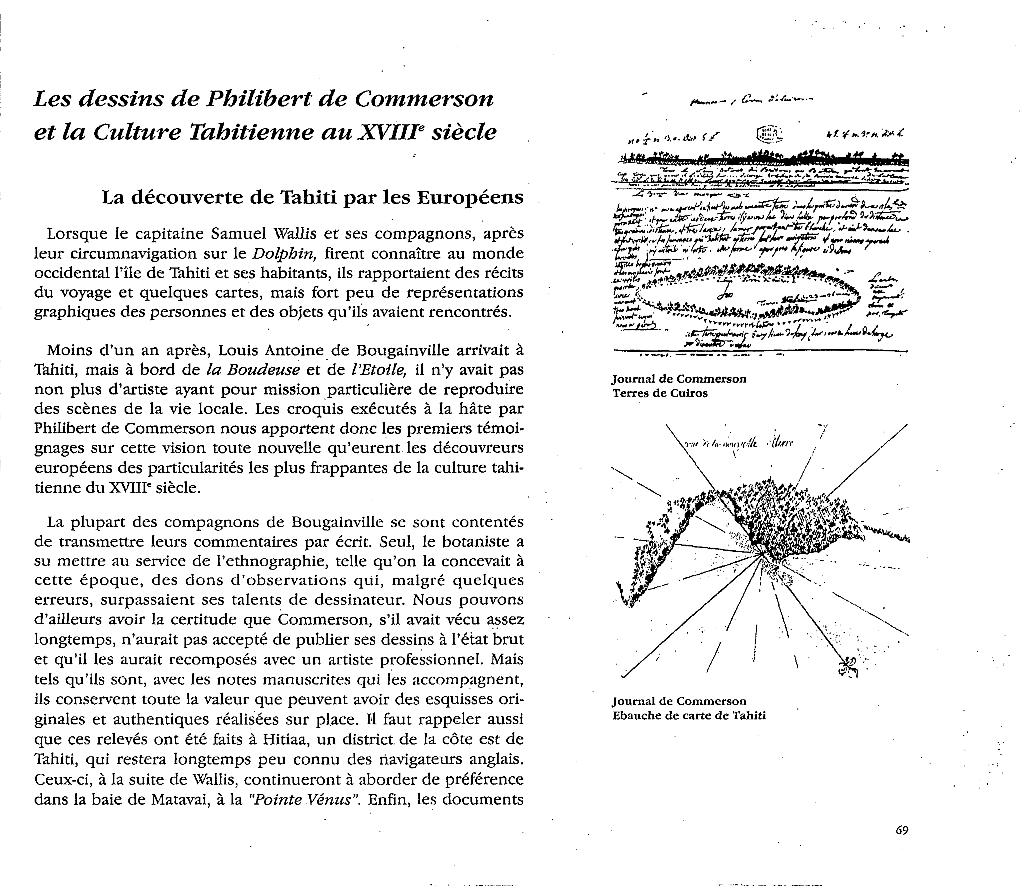 Les Dessins De Philibert De Commerson Et La Culture Tahitienne Au XVIIII" Siècle