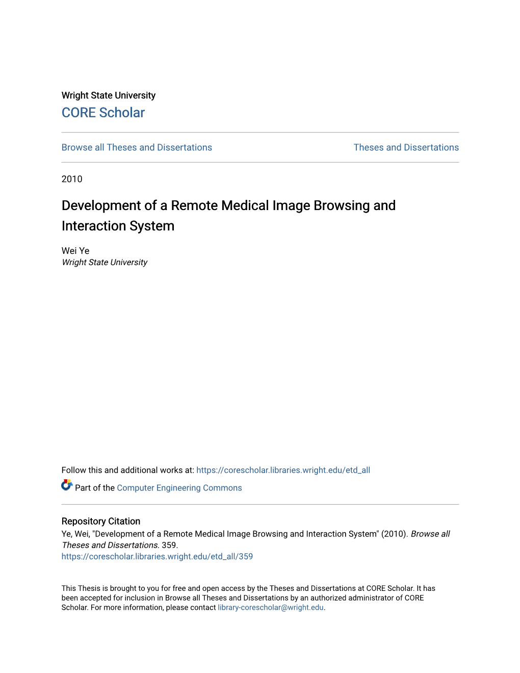 Development of a Remote Medical Image Browsing and Interaction System