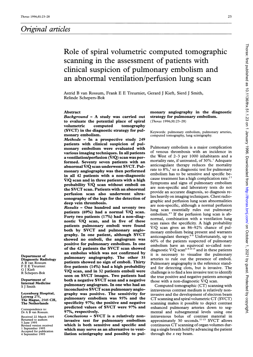 Original Articles Role of Spiral Volumetric Computed Tomographic