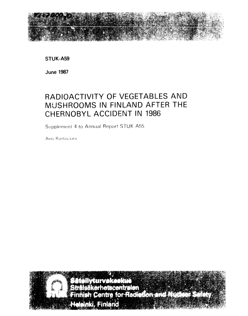 Radioactivity of Vegetables and Mushrooms in Finland After the Chernobyl Accident in 1986