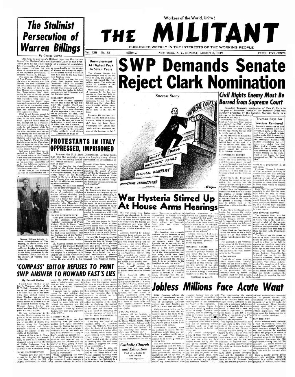 SWP Demands Senate Reject Clark Nomination