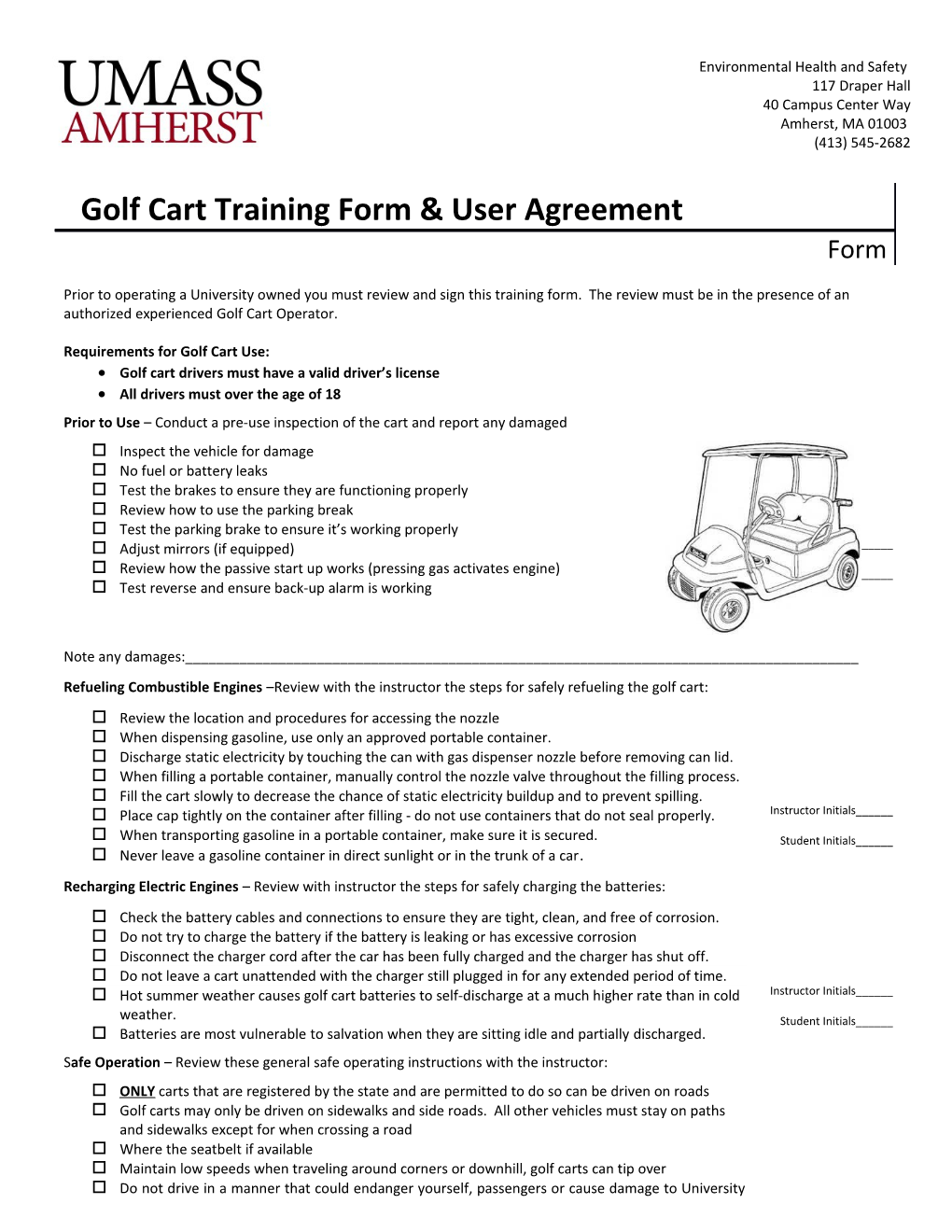 Requirements for Golf Cart Use