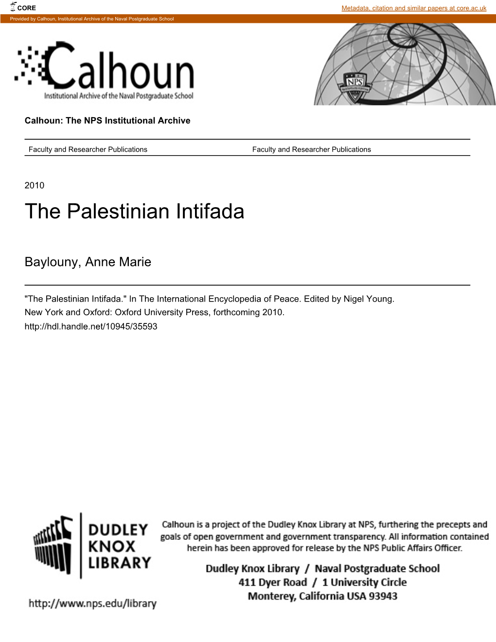 The Palestinian Intifada