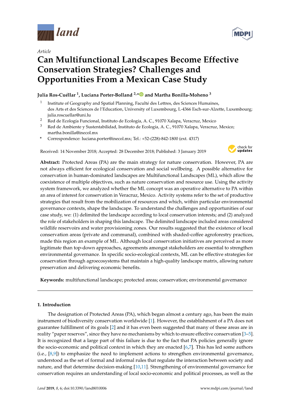 Can Multifunctional Landscapes Become Effective Conservation Strategies? Challenges and Opportunities from a Mexican Case Study