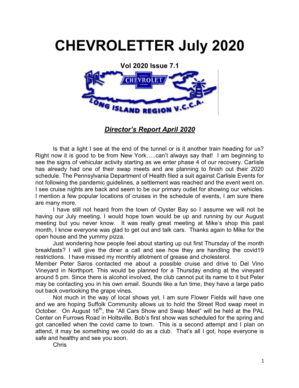 CHEVROLETTER July 2020