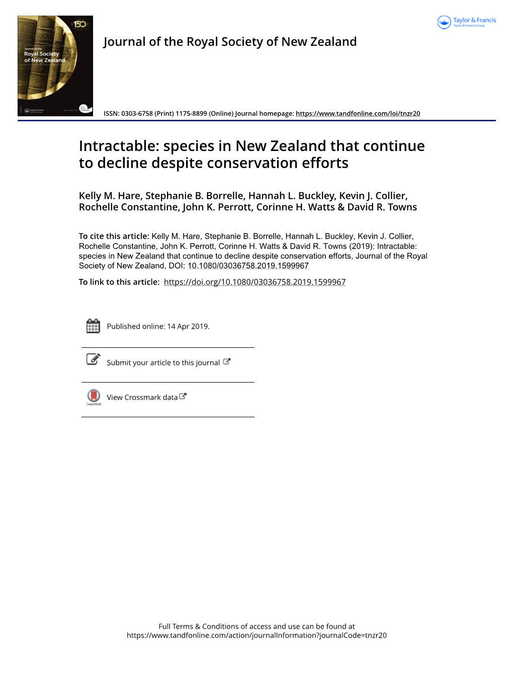 Intractable: Species in New Zealand That Continue to Decline Despite Conservation Efforts