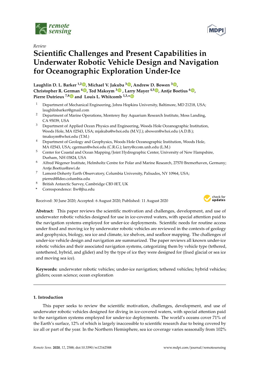 Scientific Challenges and Present Capabilities in Underwater Robotic