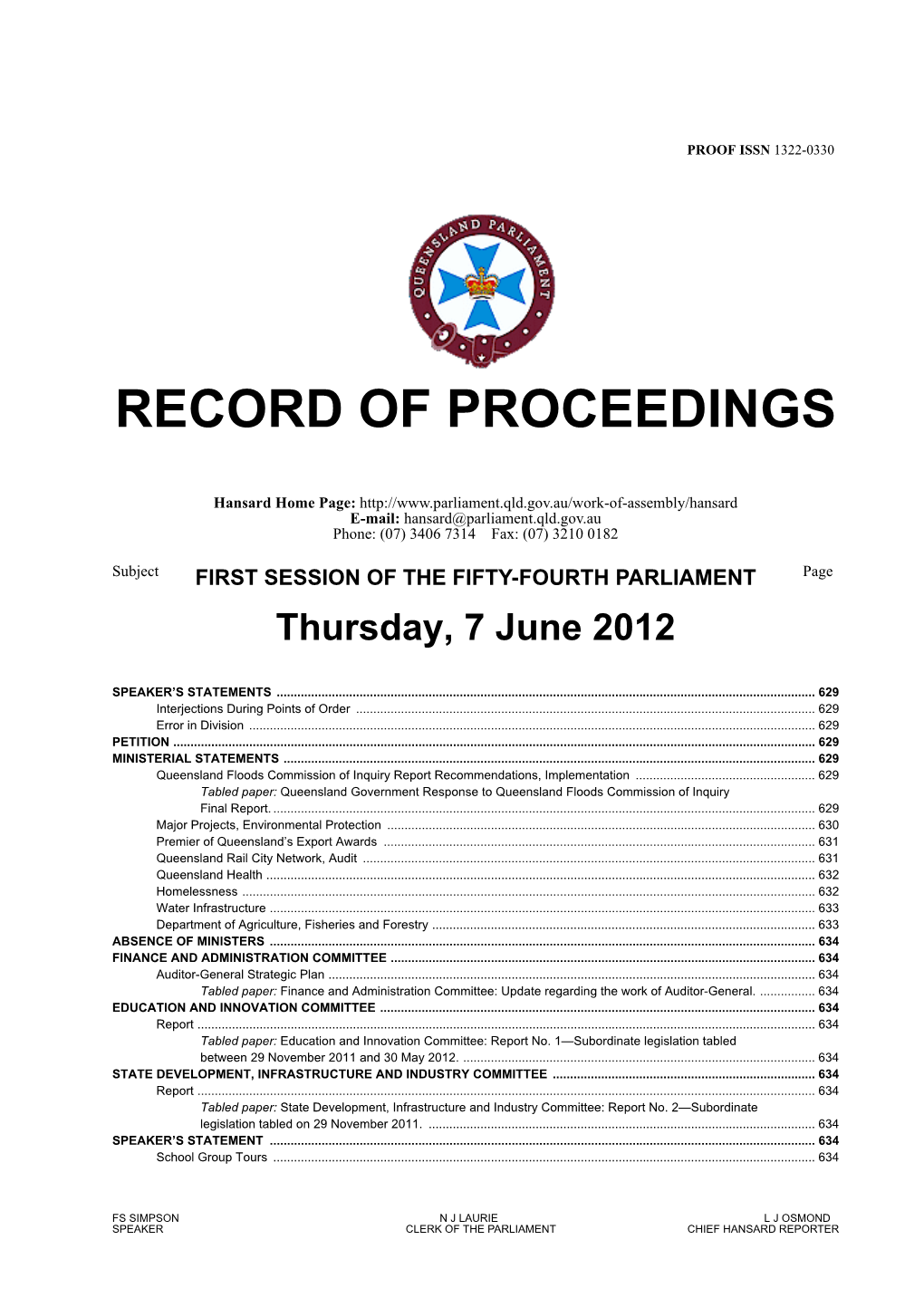 Record of Proceedings