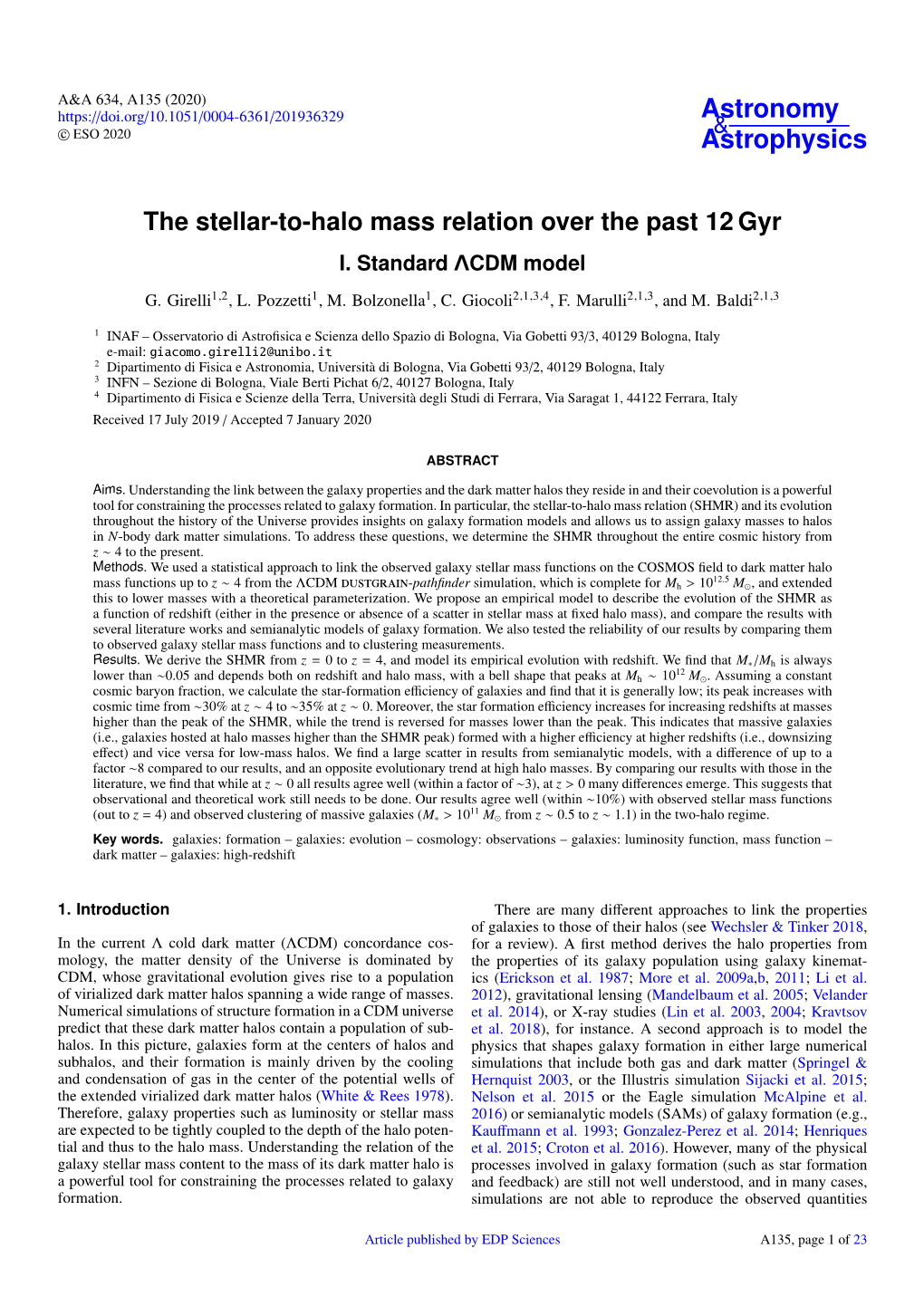 The Stellar-To-Halo Mass Relation Over the Past 12 Gyr I