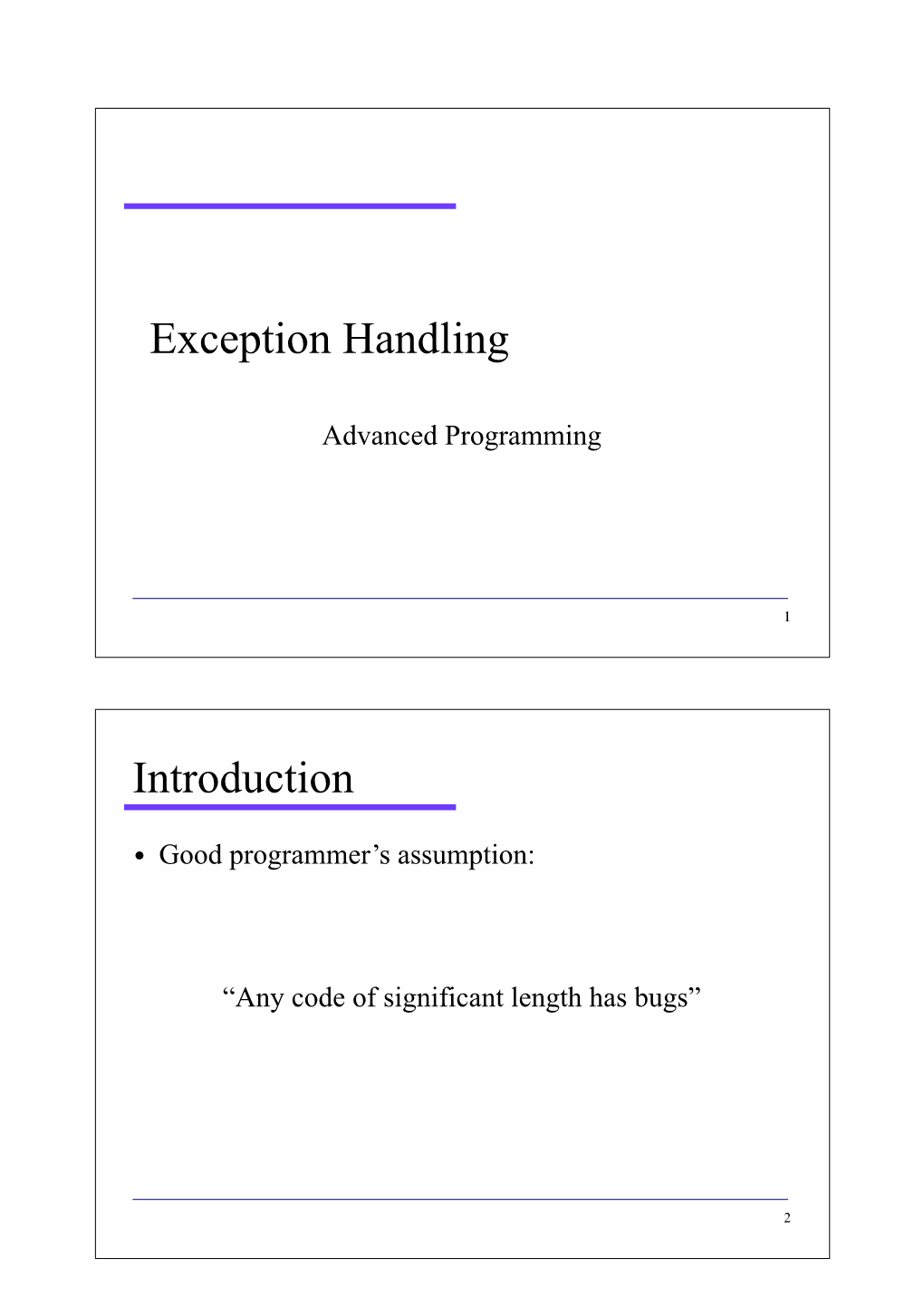 Exception Handling Introduction