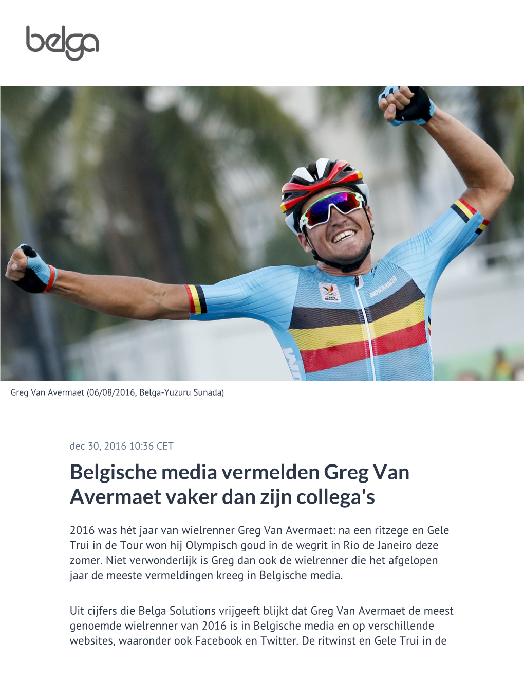Belgische Media Vermelden Greg Van Avermaet Vaker Dan Zijn Collega's