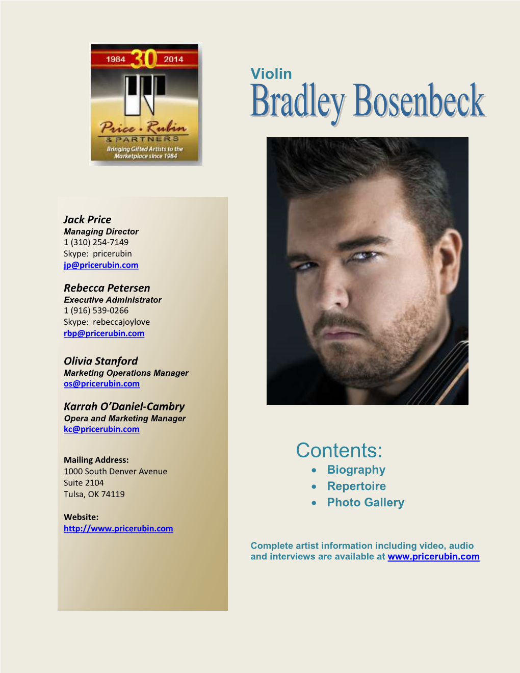 Bradley Bosenbeck – Biography
