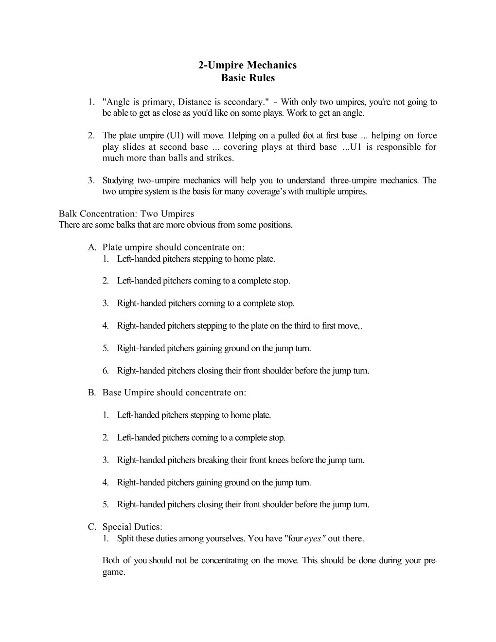 2-Umpire Mechanics Basic Rules