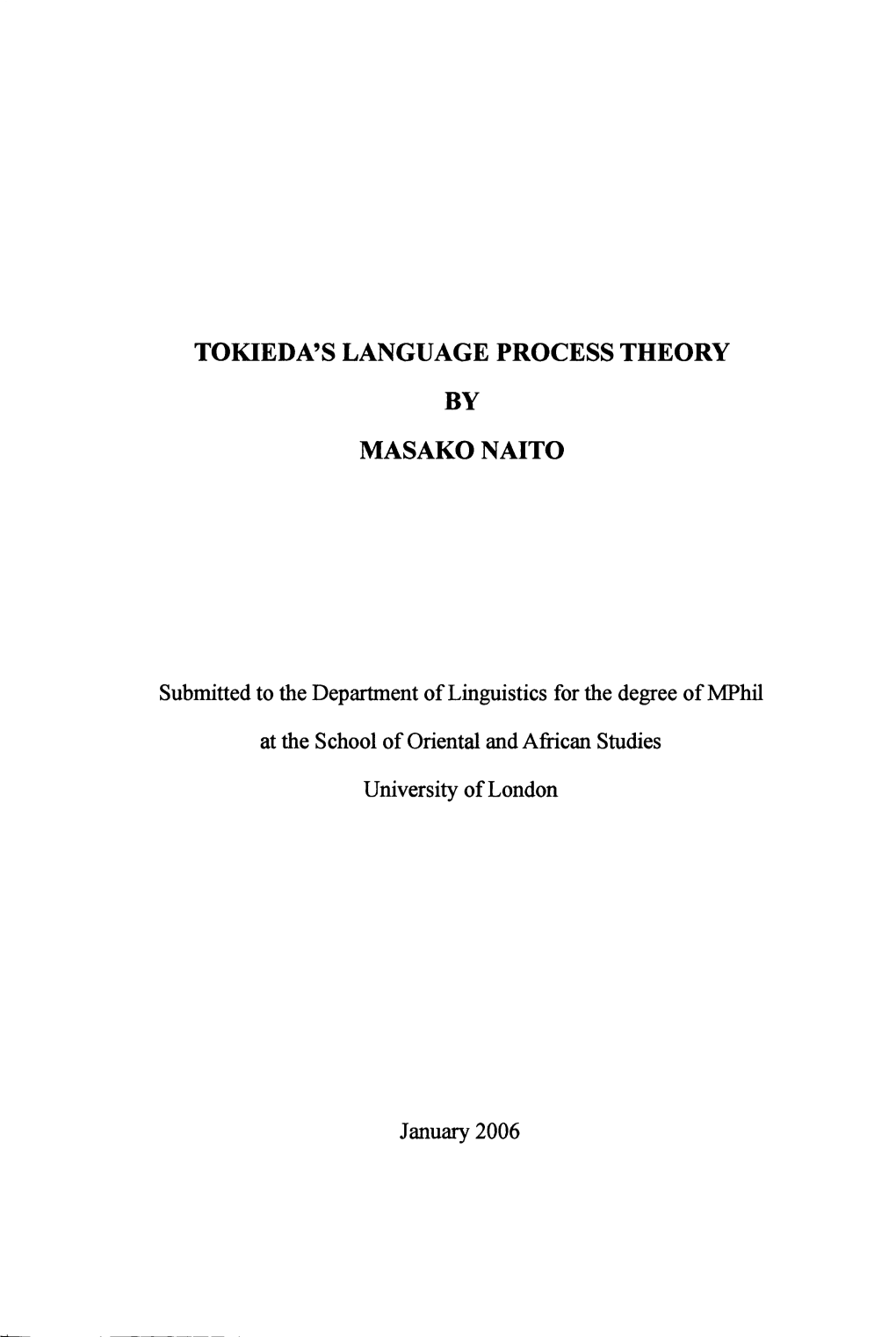Tokieda's Language Process Theory by Masako Naito