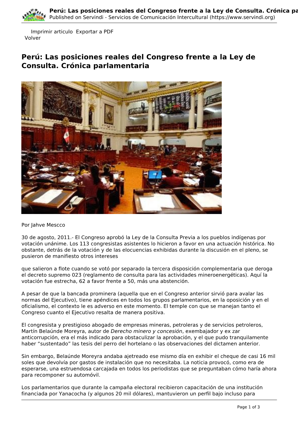 Las Posiciones Reales Del Congreso Frente a La Ley De Consulta