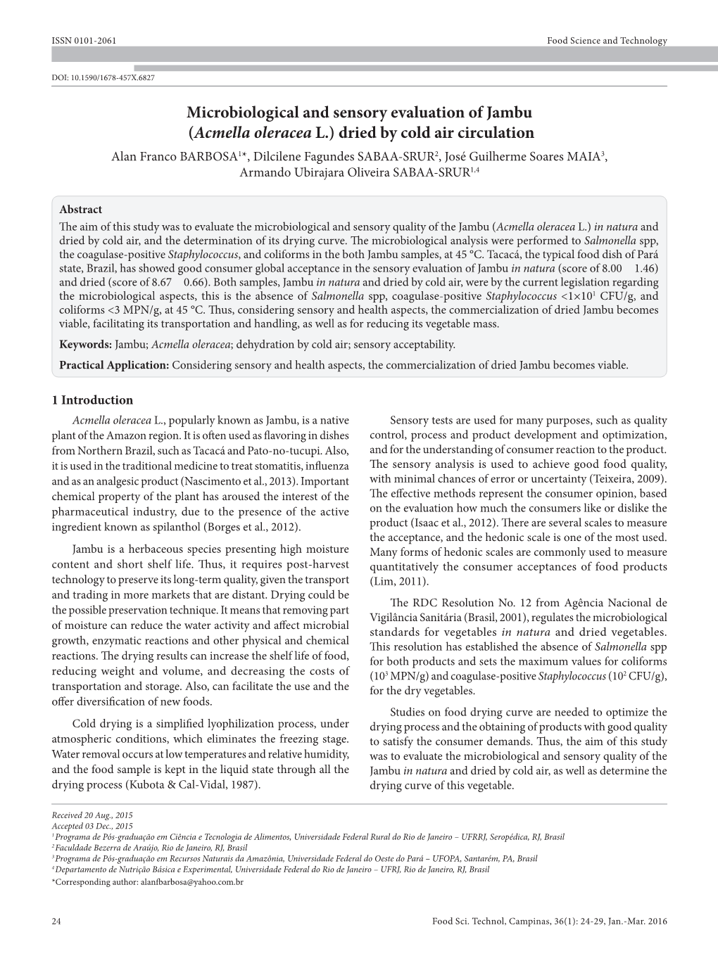 Microbiological and Sensory Evaluation of Jambu