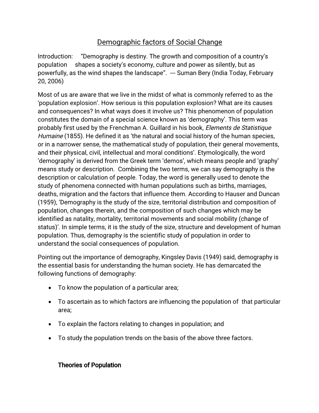 Demographic Factors of Social Change