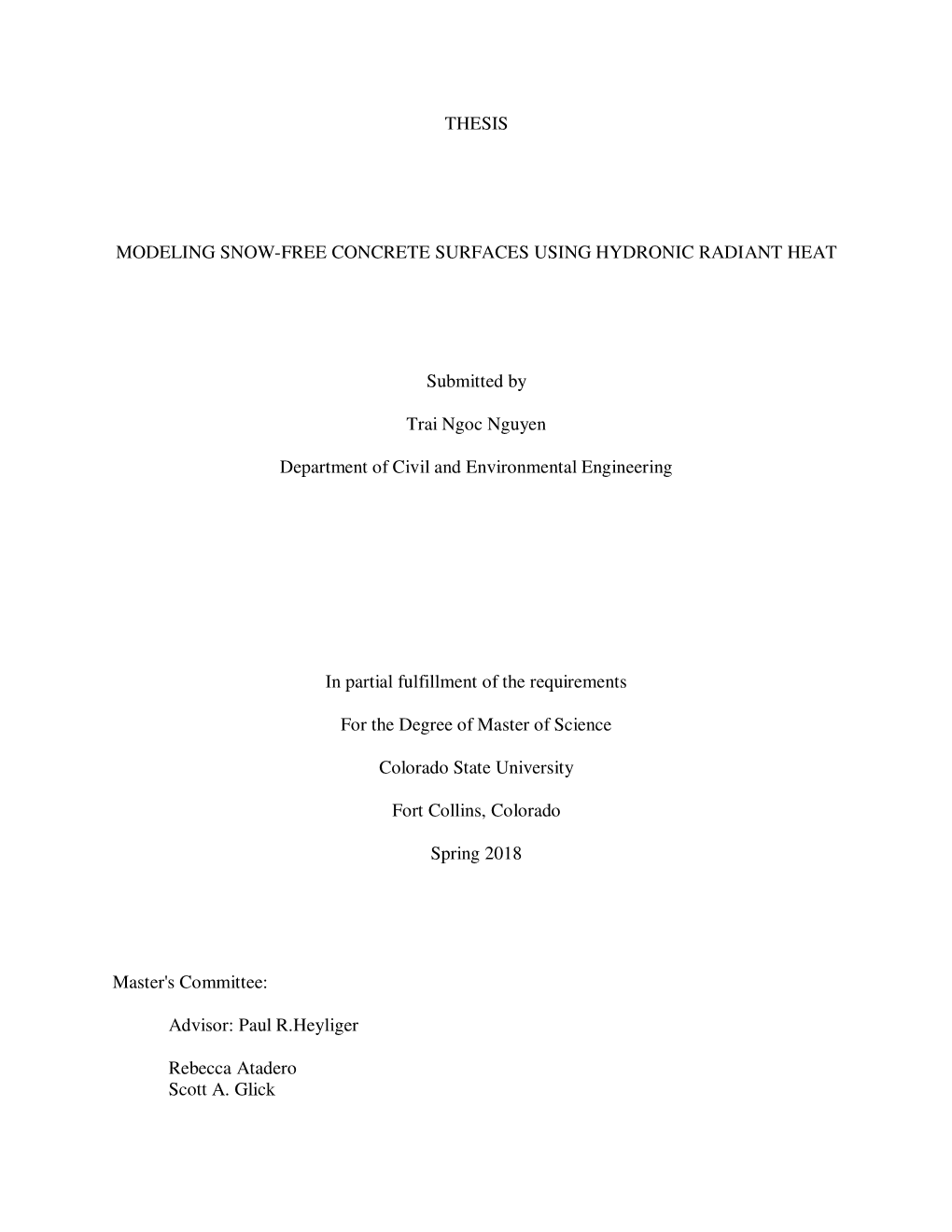 Thesis Modeling Snow-Free Concrete Surfaces Using