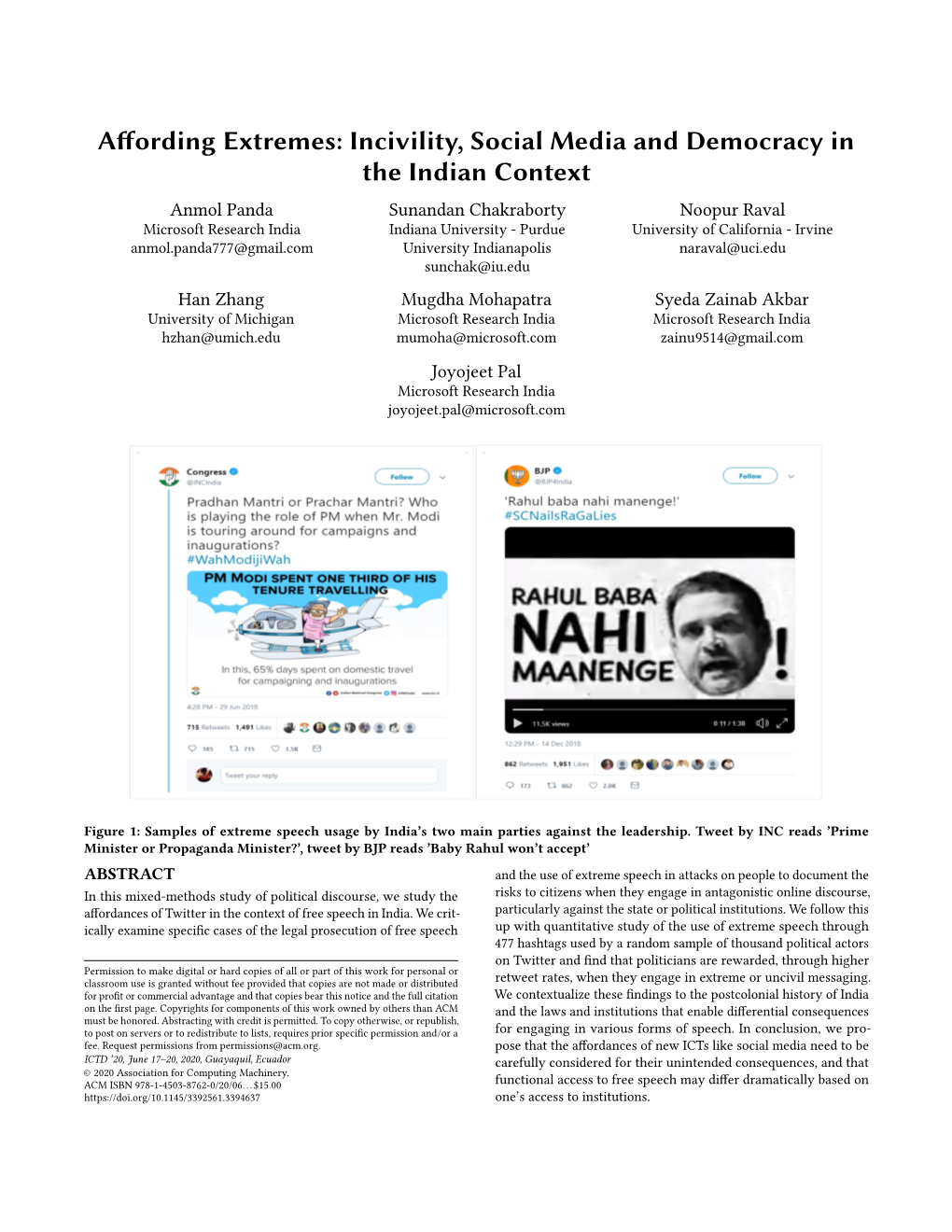 Affording Extremes: Incivility, Social Media and Democracy in the Indian Context