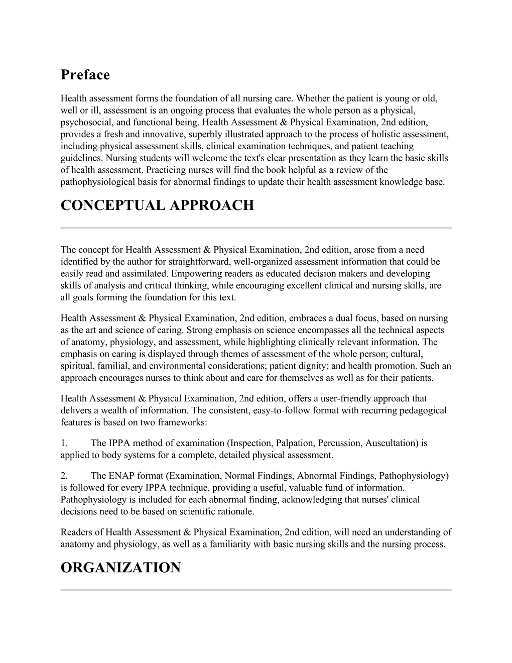 Preface CONCEPTUAL APPROACH ORGANIZATION