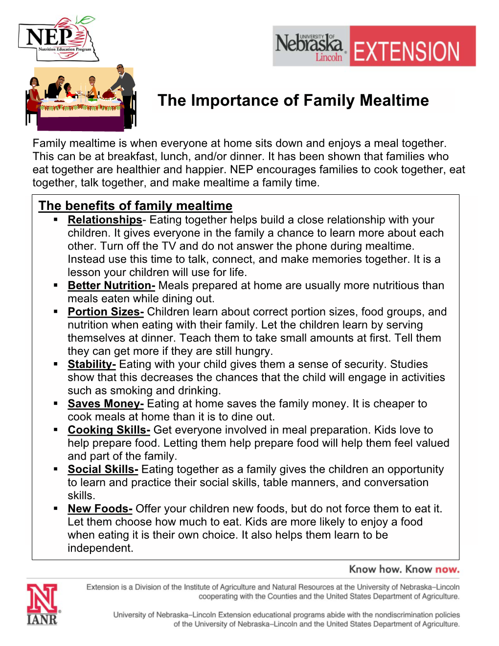 The Importance of Family Mealtime