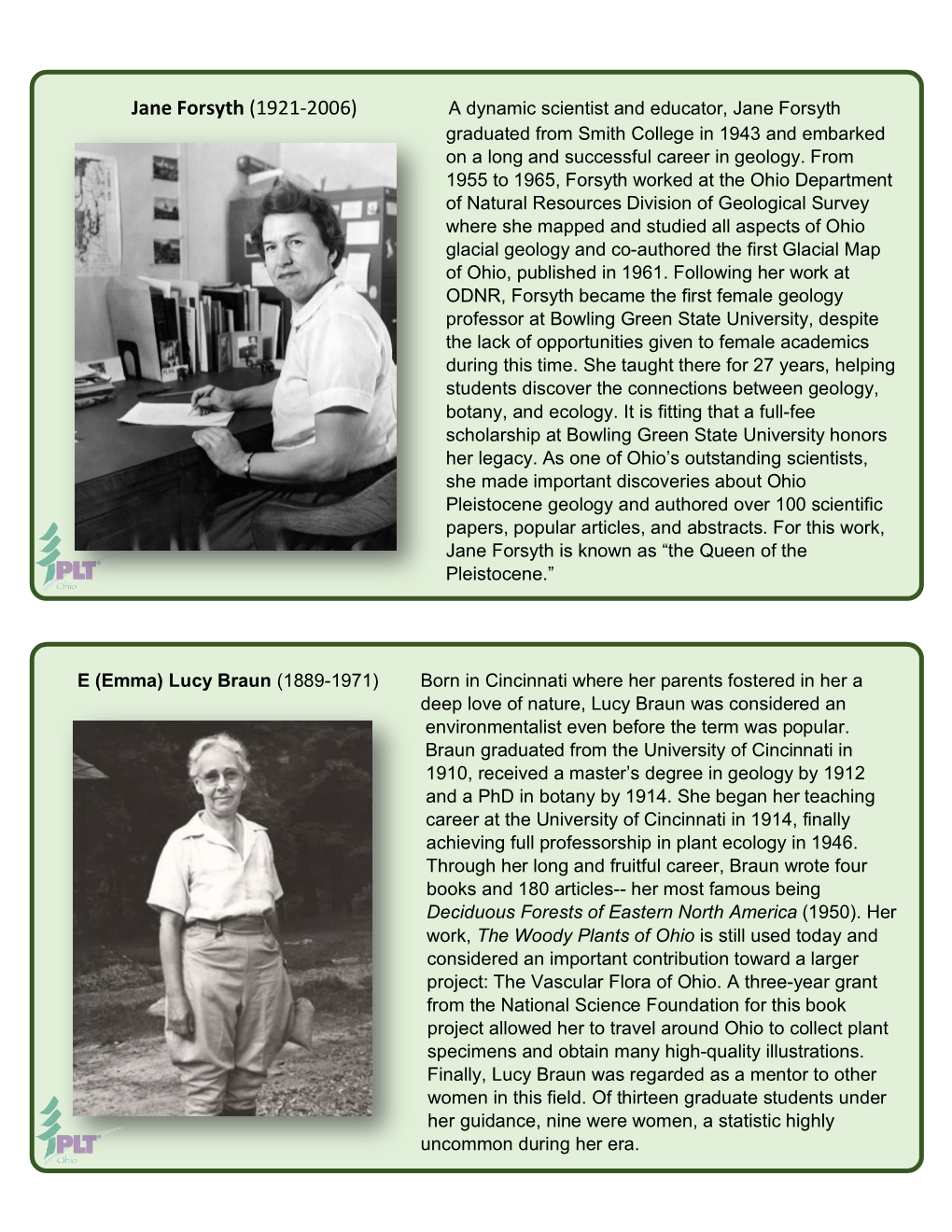 Jane Forsyth (1921-2006) a Dynamic Scientist and Educator, Jane Forsyth Graduated from Smith College in 1943 and Embarked on a Long and Successful Career in Geology