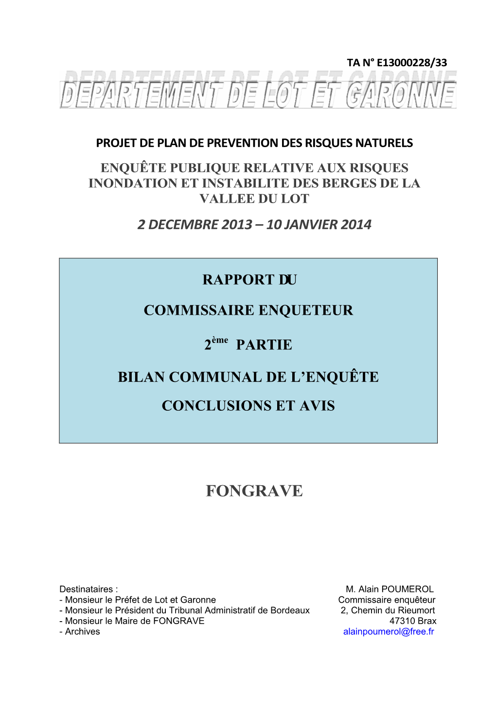 Rapport Par Commune FONGRAVE