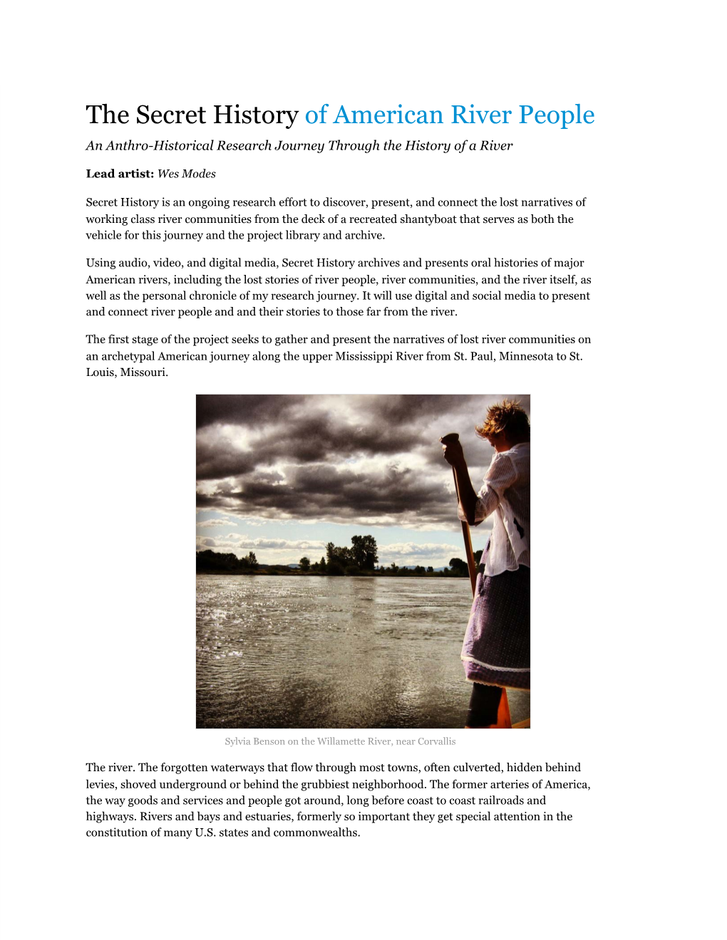 The Secret History of American River People an Anthro-Historical Research Journey Through the History of a River
