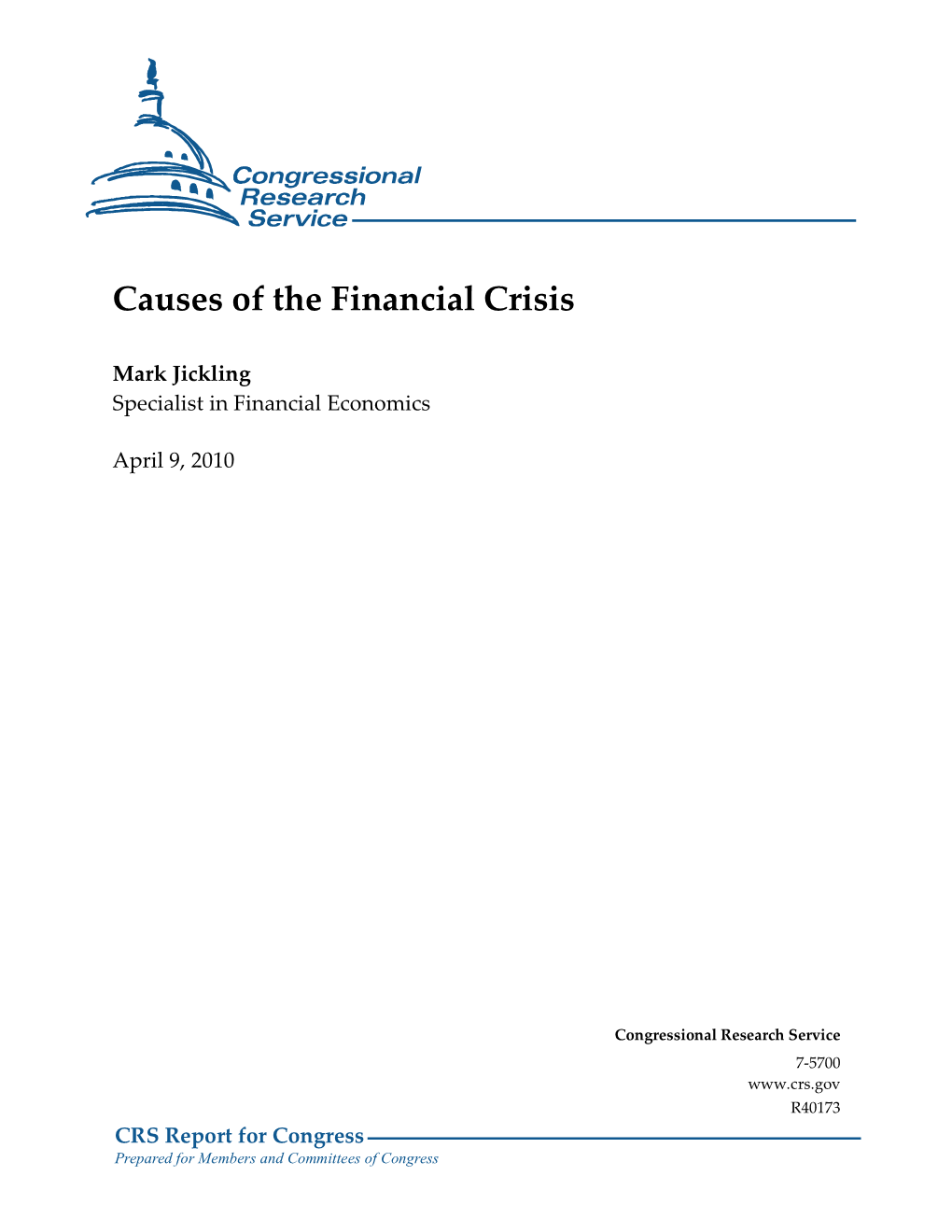 Causes of the Financial Crisis