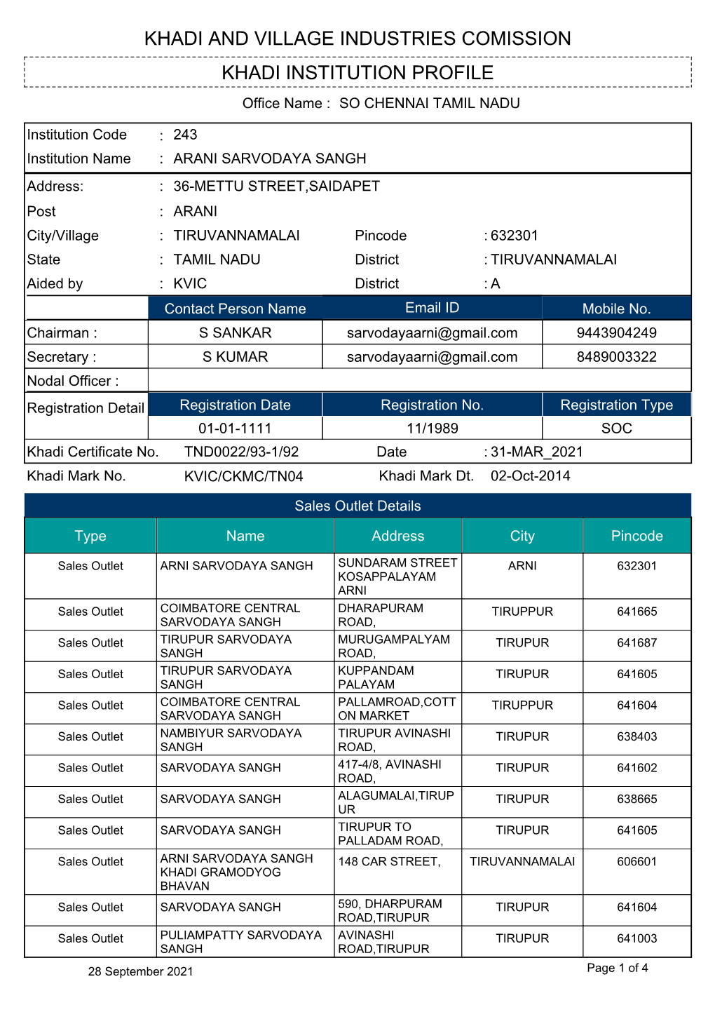 Khadi Institution Profile Khadi and Village Industries