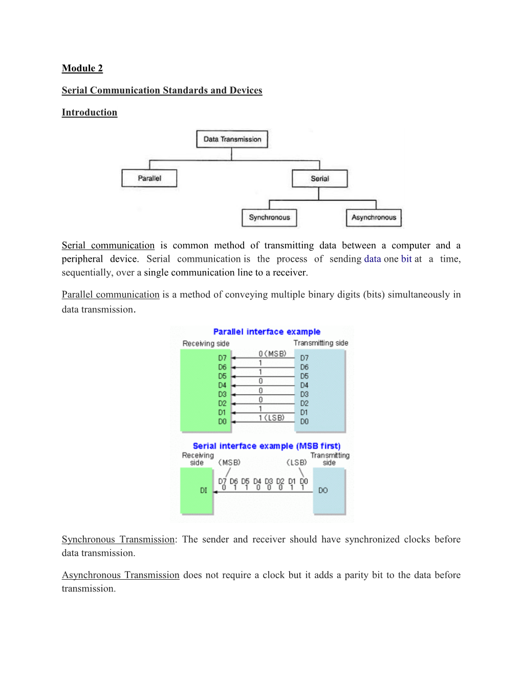 Module 2 Serial Communication Standards and Devices Introduction