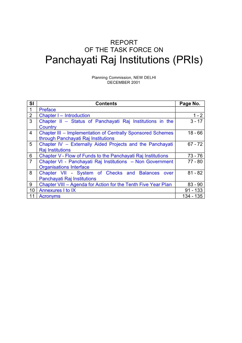Report of the Task Force on Panchayati Raj Institutions (Pris)