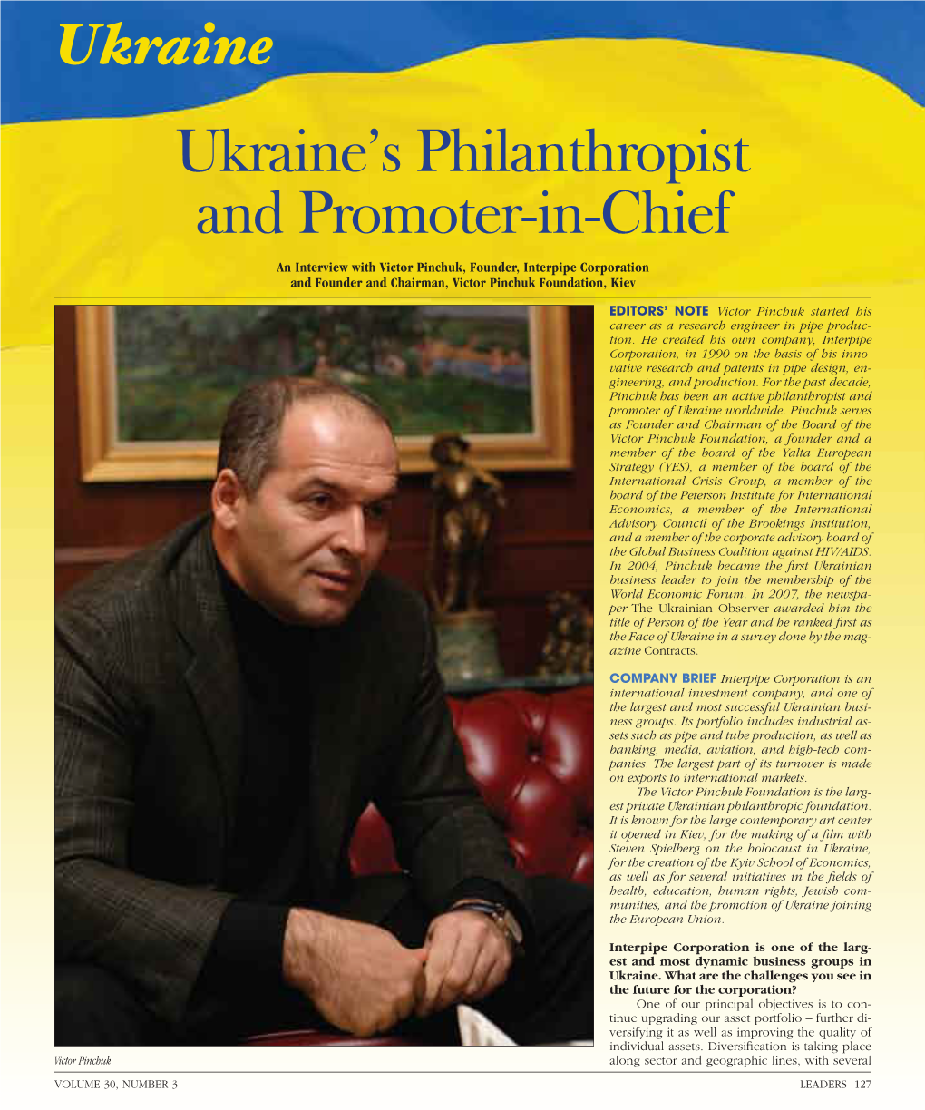 Ukraine's Philanthropist and Promoter-In-Chief