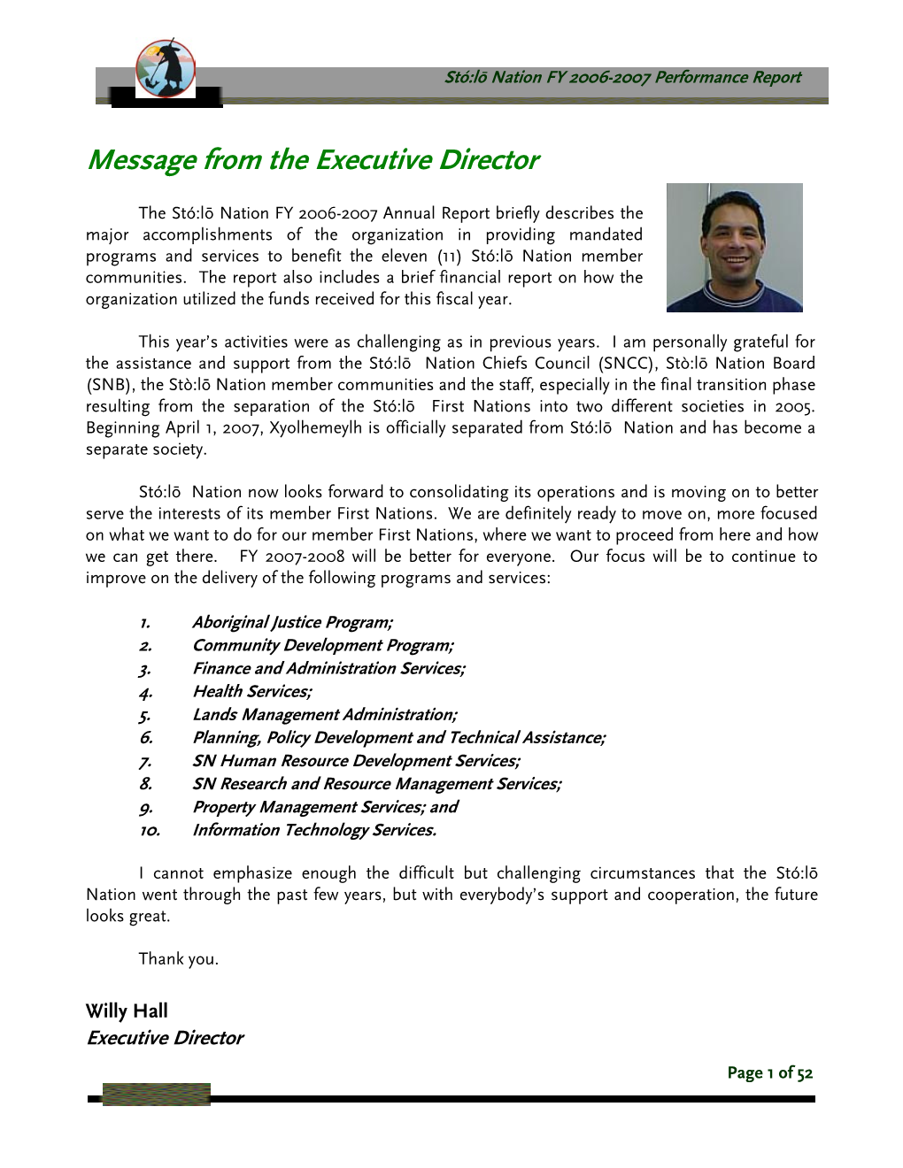 Message from the Executive Director