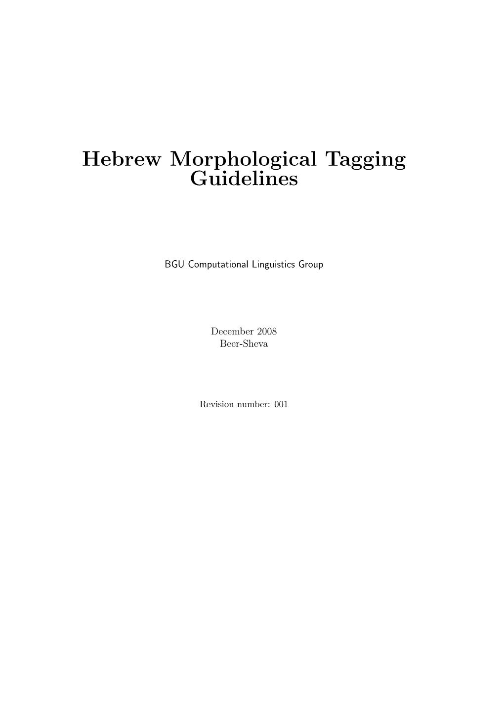 Hebrew Morphological Tagging Guidelines