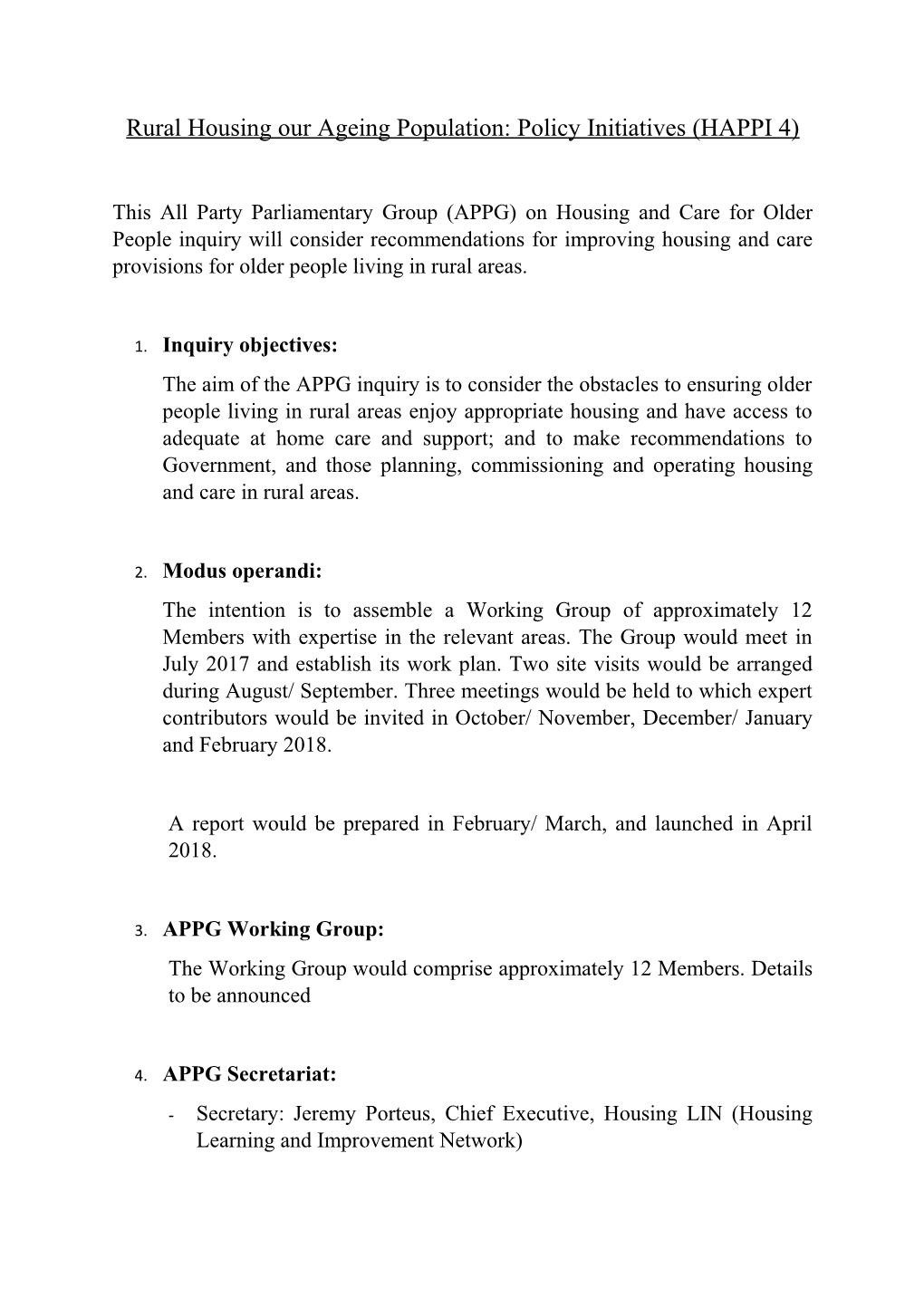 Rural Housing Our Ageing Population: Policy Initiatives (HAPPI 4)