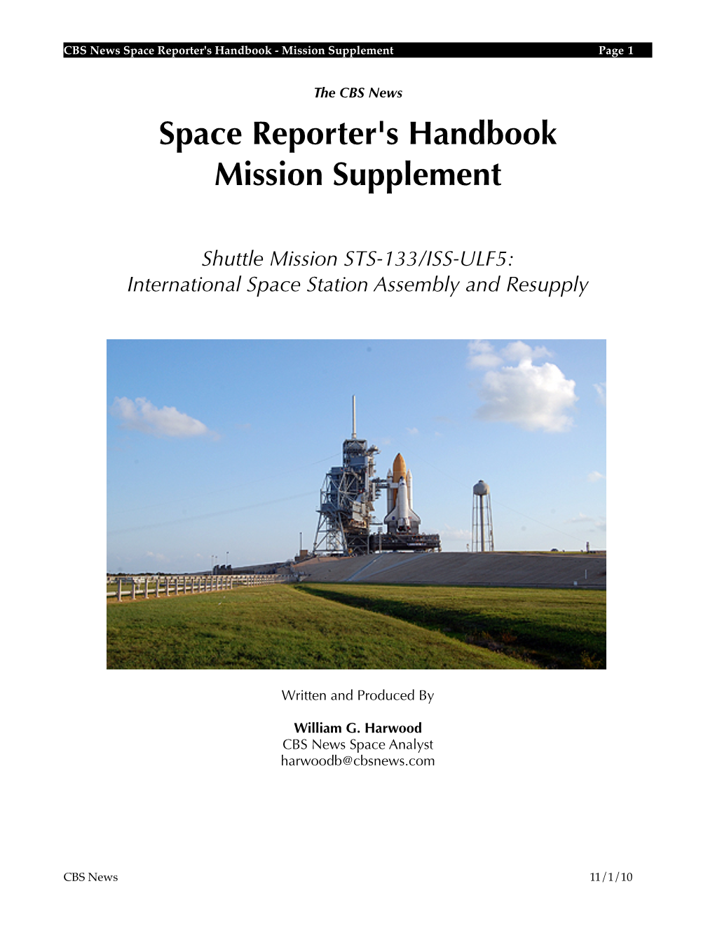 Space Reporter's Handbook Mission Supplement