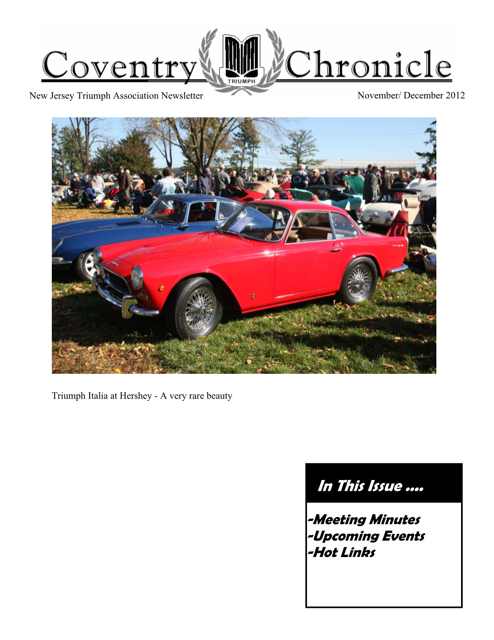 New Jersey Triumph Association Newsletter November/ December 2012 Triumph Italia at Hershey